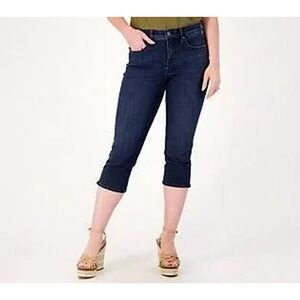 NYDJ Curves‎ 360 Slim Straight Crop Jeans Dark Wash Women's Size 00 NEW